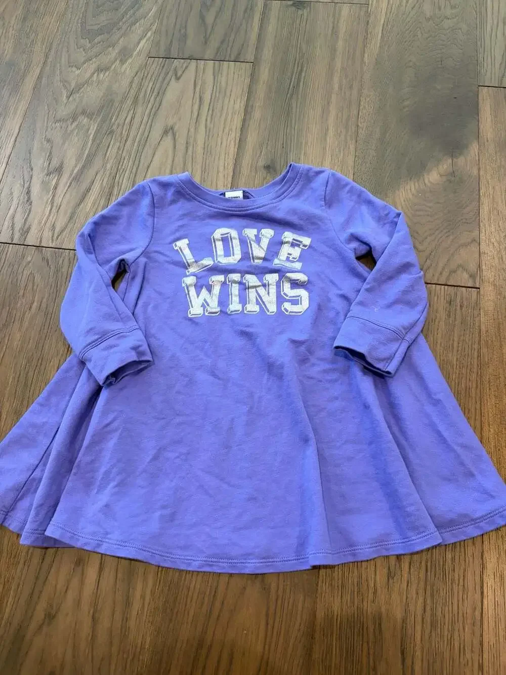 Old Navy Purple LOVE WINS Long Sleeve Swing Dress
